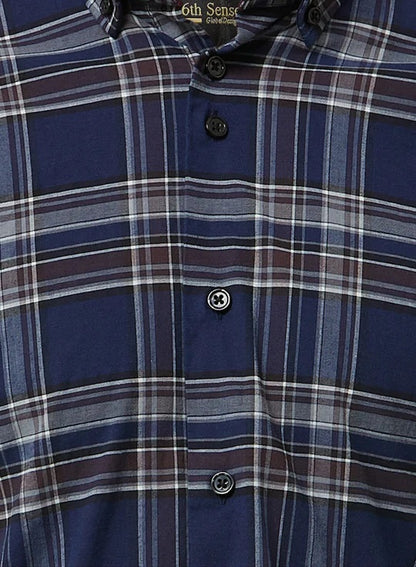 6th Sense BD Gold Long Sleeve Check Shirt O#16 - Navy/Burgundy