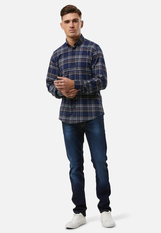 6th Sense BD Gold Long Sleeve Check Shirt O#16 - Navy/Burgundy