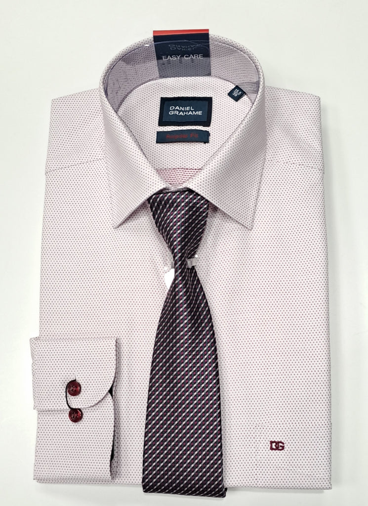 Daniel Grahame Gordon Long Sleeve Formal Shirt & Tie - Pink