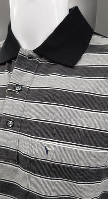 Daniel Grahame Short Sleeve 3 Button Stripe Polo Shirt 05 - Charcoal/Black