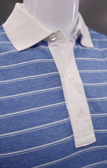 Daniel Grahame Short Sleeve 3 Button Stripe Polo Shirt 255 - Blue/White