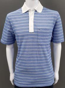 Daniel Grahame Short Sleeve 3 Button Stripe Polo Shirt 255 - Blue/White
