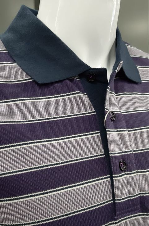 Daniel Grahame Short Sleeve 3 Button Polo Shirt- Purple