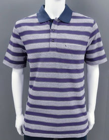 Daniel Grahame Short Sleeve 3 Button Polo Shirt- Purple