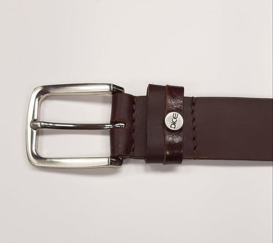 Dice Leather Belt - Burgundy