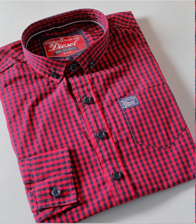 Boys Diesel Doyle Check Shirt - 677 Red/Navy