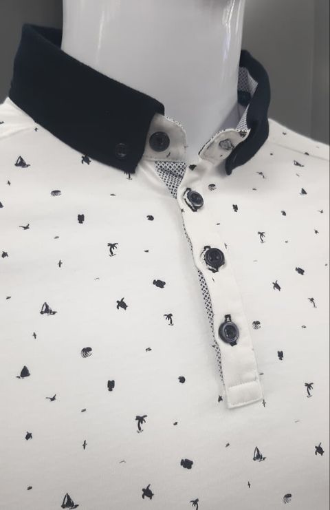 Bewley & Ritch Comic Polo Shirt - White/Navy