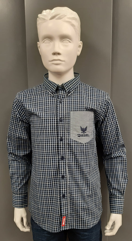 Boys Diesel Clive Check Shirt 366 - Blue