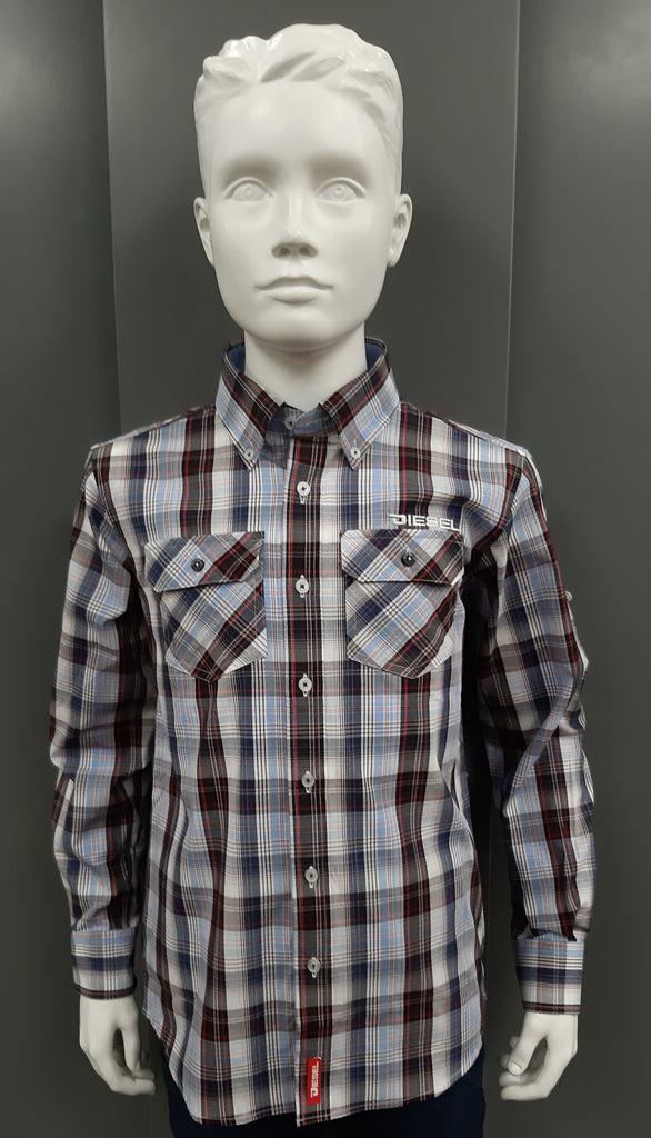 Boys Diesel Hugh Check Shirt 335 - Red/Blue