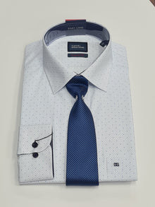 Daniel Grahame Gordon Long Sleeve Formal Shirt & Tie - Blue/White