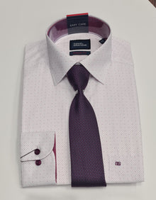 Daniel Grahame Gordon Long Sleeve Formal Shirt & Tie - Red/White
