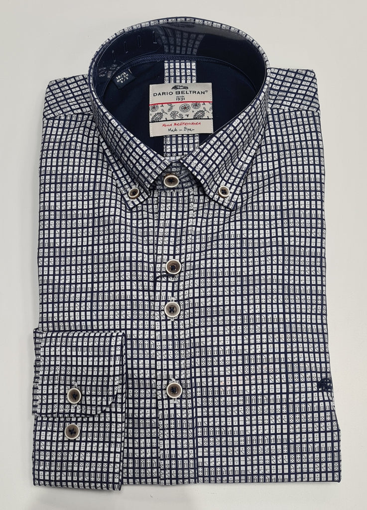 Dario Beltran Long Sleeve Shirt Cerron - 641 Navy Print