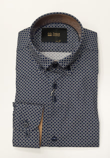 6th Sense BD Gold Print Long Sleeve Shirt O#24 - Blue/Grey