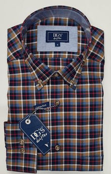 Daniel Grahame Checkered Long Sleeve Shirt - 46 Brown/Navy