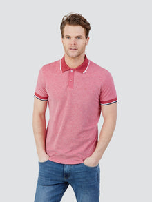 Mish Mash Two Colour Pique Cotton Polo Shirt - Dark Pink