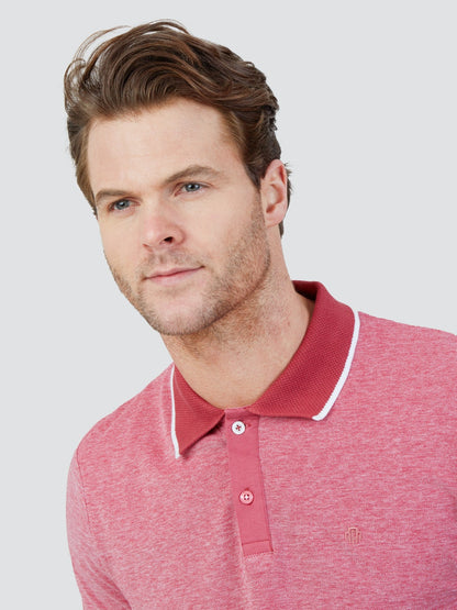 Mish Mash Two Colour Pique Cotton Polo Shirt - Dark Pink