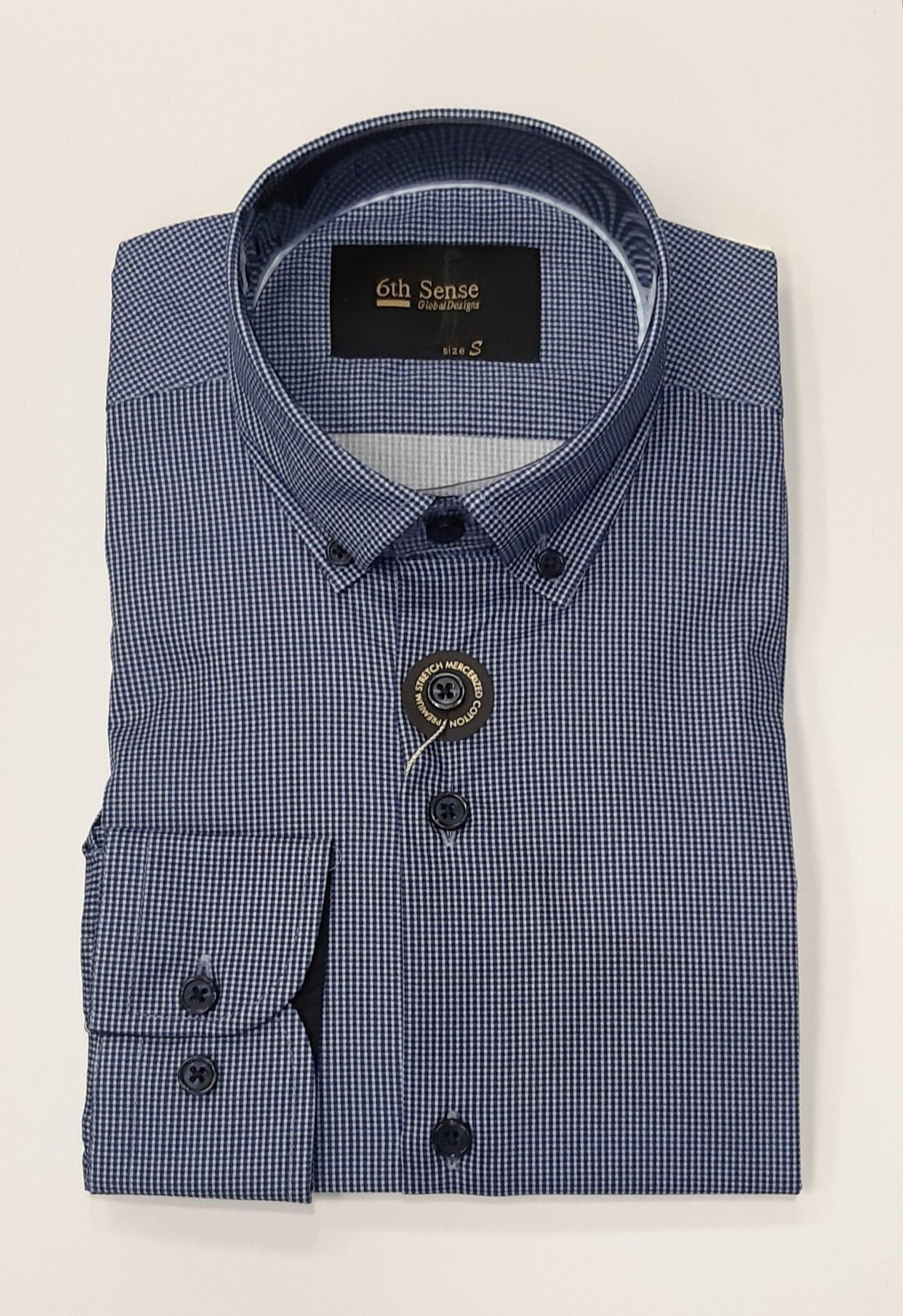 6th Sense BD Gold Print Long Sleeve Shirt O#30 - Blue