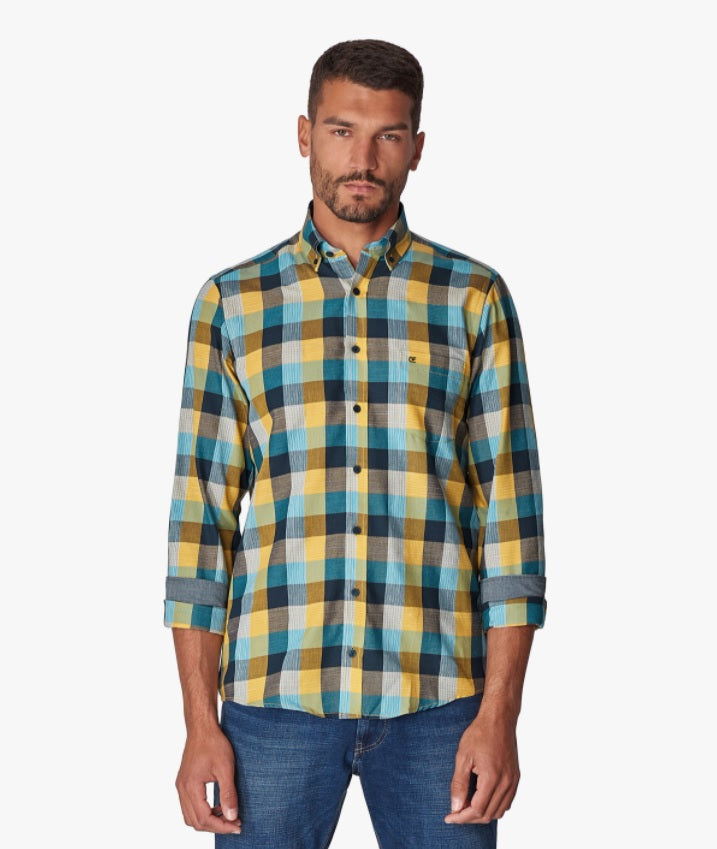 Casa Moda Casual Fit Checkered Long Sleeve Shirt 500 - Yellow