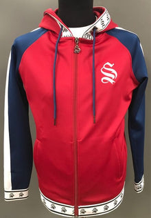 Sinners Attire Raglan Zip Poly Hoodie - Burgundy/Navy
