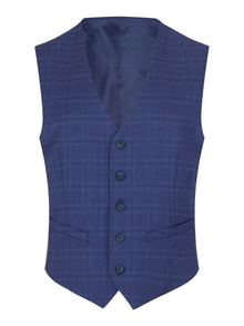 Daniel Grahame Damon Check Waistcoat - Blue