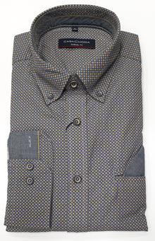 Casa Moda Casual Fit Diamond Print Long Sleeve Shirt 500 - Yellow
