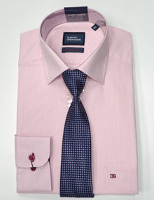 Daniel Grahame Gordon Plain Long Sleeve Formal Shirt & Tie - Pink