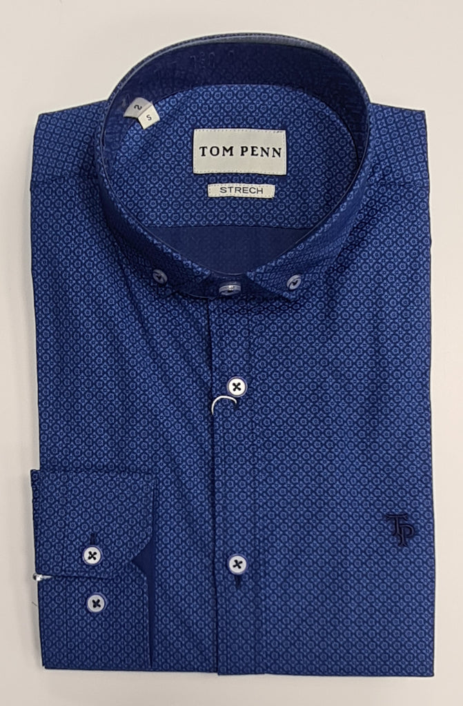 Tom Penn Long Sleeve Shirt - 818 Blue