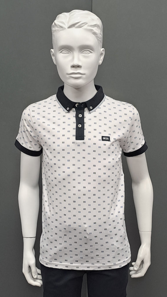 Boys Diesel Callan Polo Shirt- White