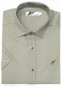 Mish Mash Albatross Printed Short Sleeve Casual Shirt - Desert Sage