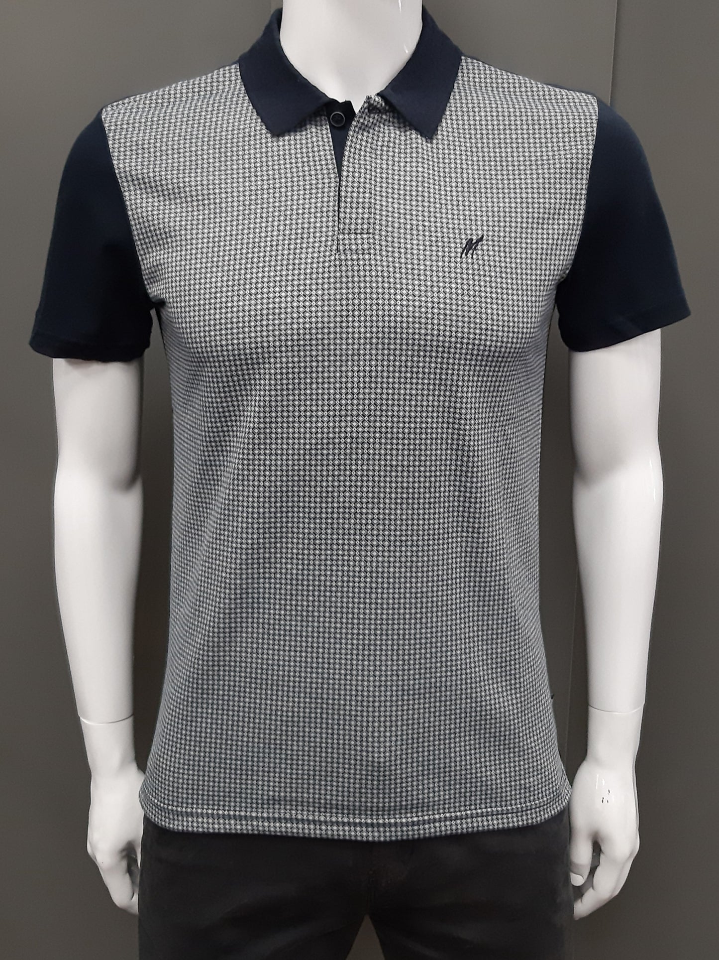 Mish Mash Avalanche Diamond Print Polo Shirt  - Navy