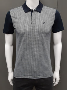 Mish Mash Avalanche Diamond Print Polo Shirt  - Navy