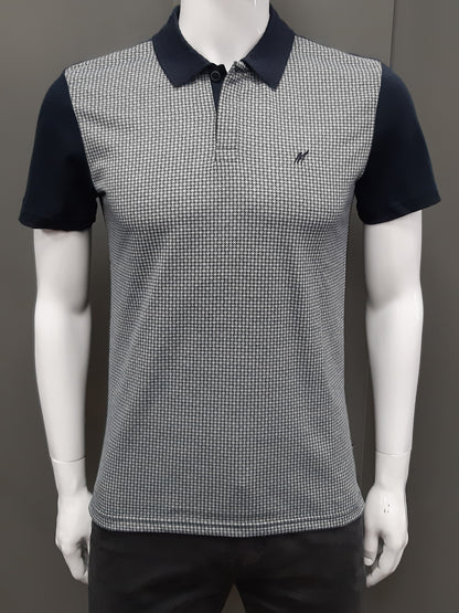 Mish Mash Avalanche Diamond Print Polo Shirt  - Navy