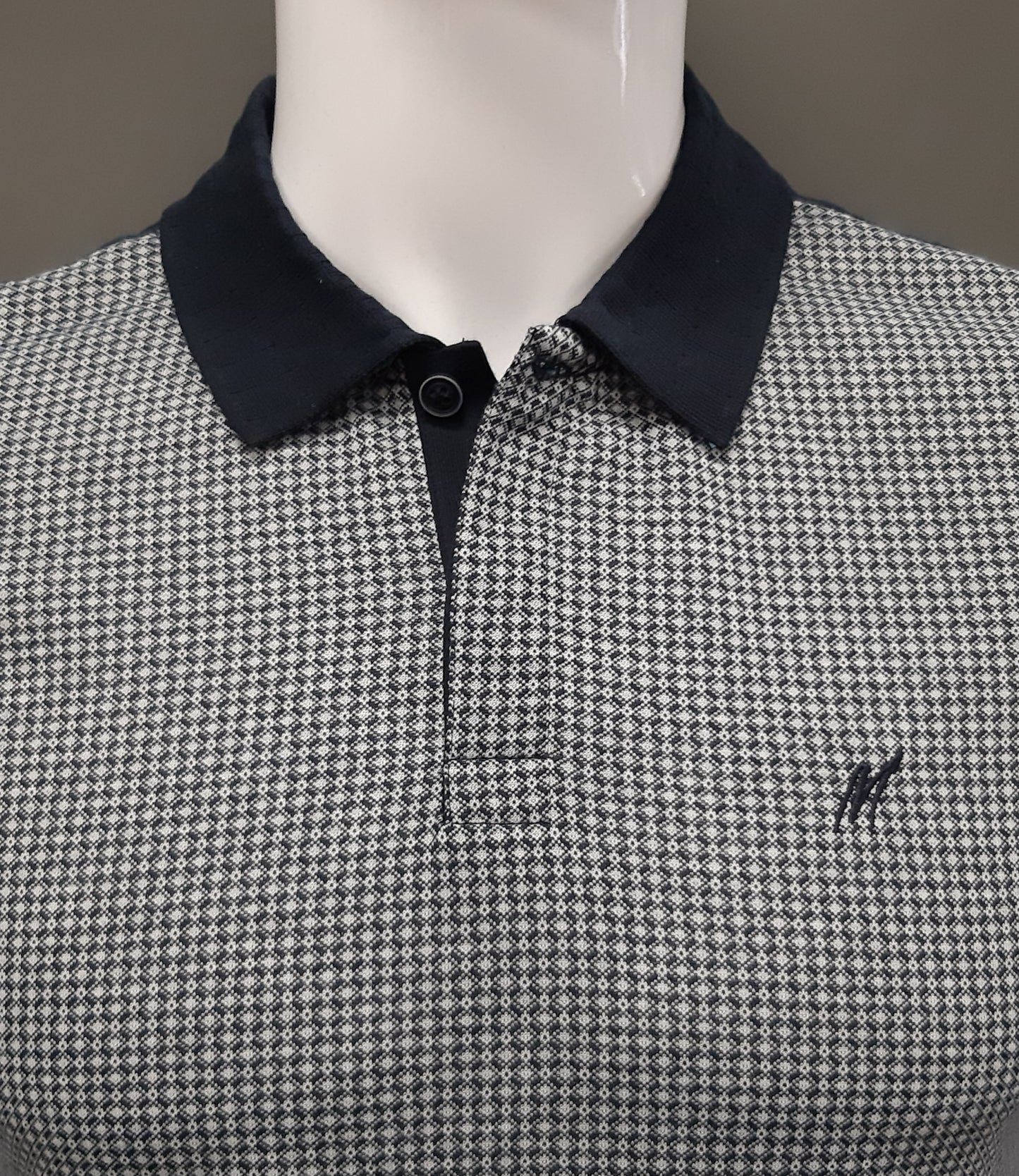Mish Mash Avalanche Diamond Print Polo Shirt  - Navy