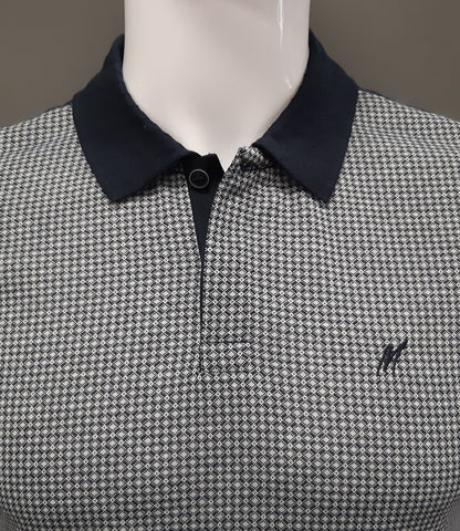 Mish Mash Avalanche Diamond Print Polo Shirt  - Navy