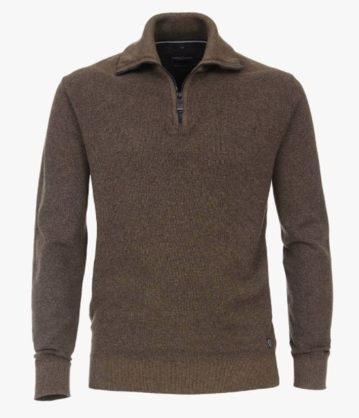 Casa Moda Half Zip Sweater - 624 Brown