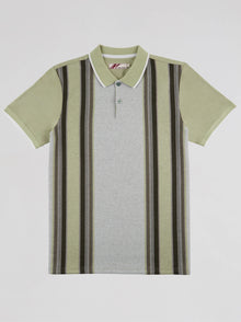 Mish Mash Badger Pannelled Polo Shirt - Desert Sage