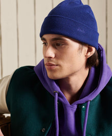Mens Superdry Vintage Logo Beanie - Bright Blue Grit