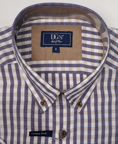 Daniel Grahame Checkered Short Sleeve Casual Shirt - Beige