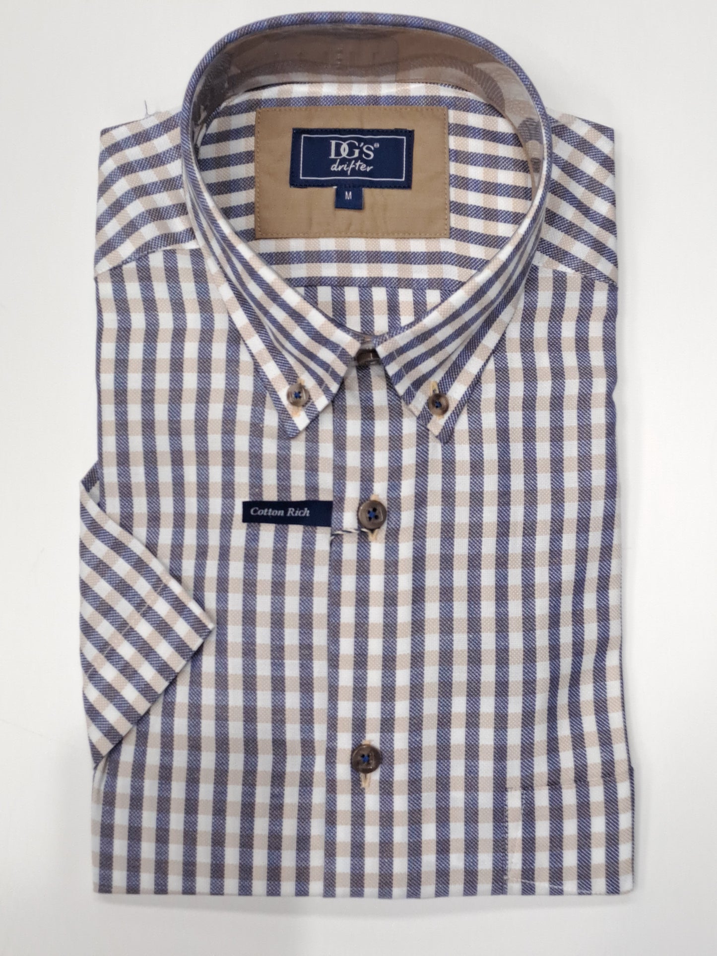 Daniel Grahame Checkered Short Sleeve Casual Shirt - Beige