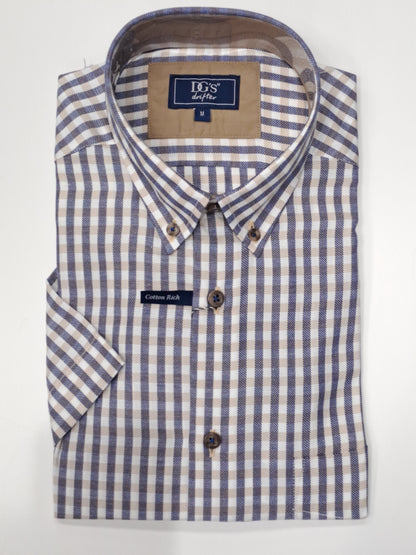 Daniel Grahame Checkered Short Sleeve Casual Shirt - Beige
