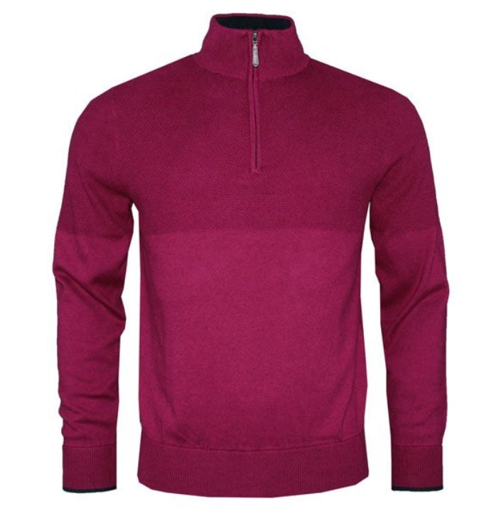 6th Sense Biden Half Zip Sweater O# - Wine