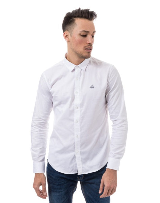 Duck And Cover Birch Cotton Long Sleeve Shirt - White