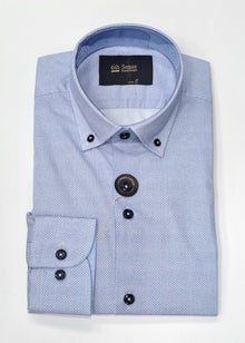 6th Sense Circle Print Long Sleeve Shirt O#9- Blue