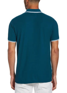 Original Penguin Sticker Pete Organic Cotton Pique Polo Shirt - Coral Blue