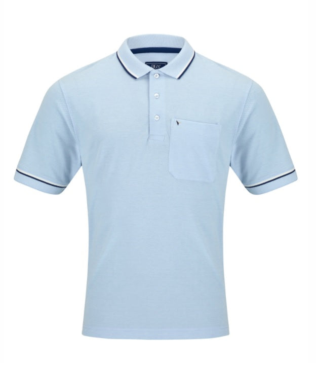 Daniel Grahame Short Sleeve 3 Button Polo Shirt - Light Blue