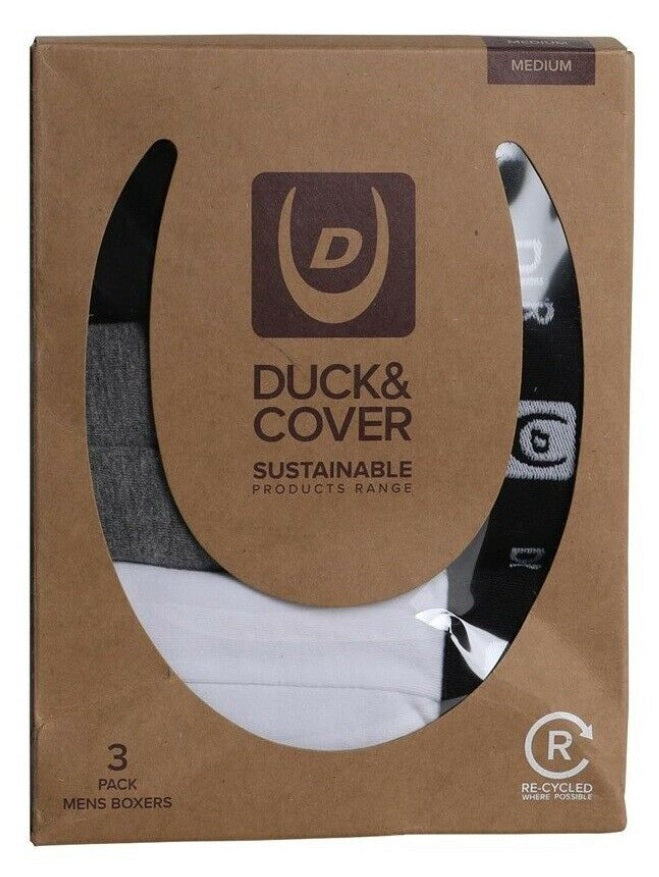 Duck And Cover Mens Murff Sustainable 3 Pack Boxer Shorts Assorted