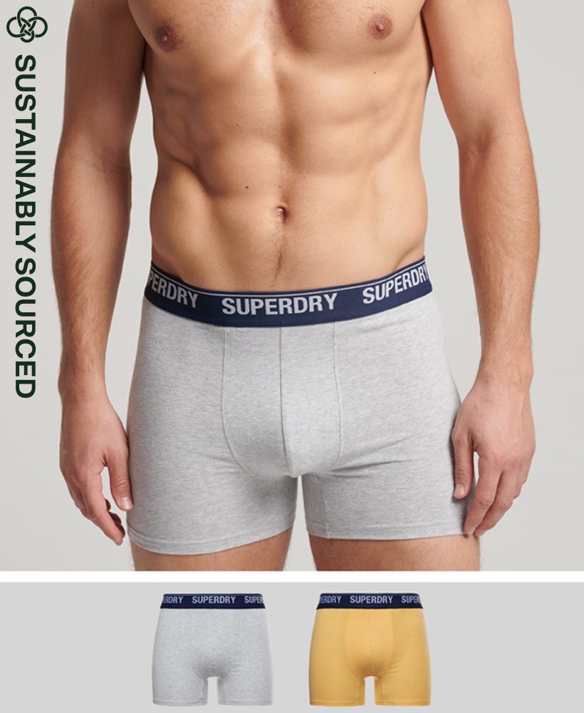 Superdry Organic Cotton Boxer Double Pack -Yellow/Grey