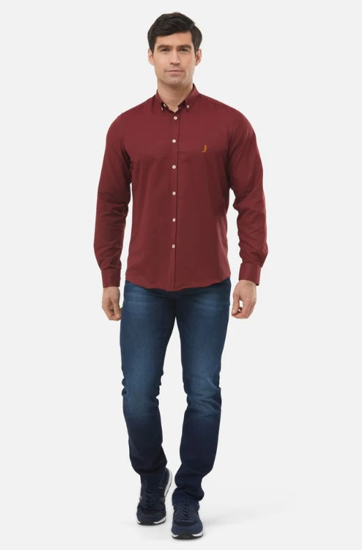 6th Sense Heritage Gold Oxford Long Sleeve Shirt O#9- Burgundy
