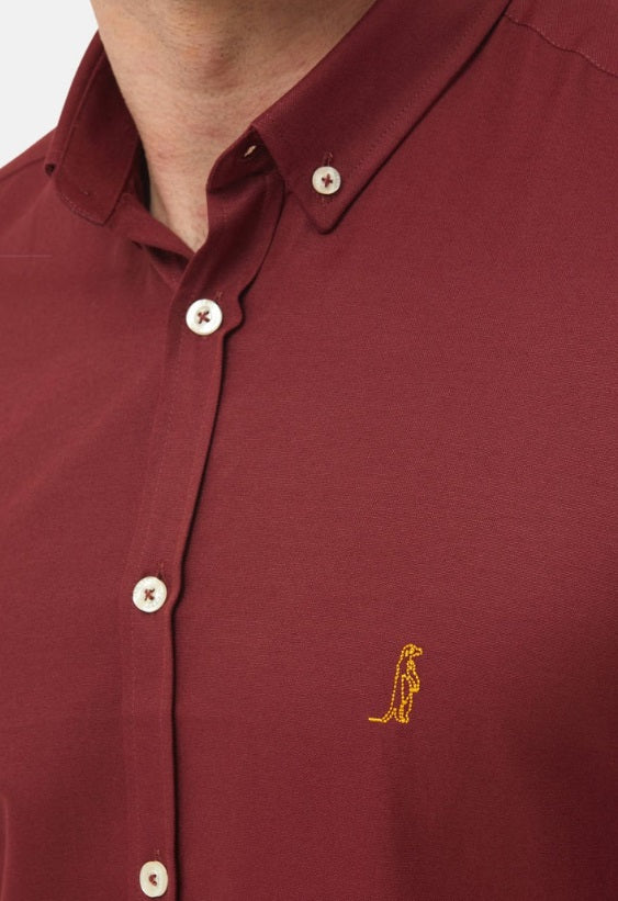 6th Sense Heritage Gold Oxford Long Sleeve Shirt O#9- Burgundy