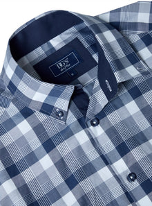 Daniel Grahame Checkered Long Sleeve Casual Shirt - Navy/White